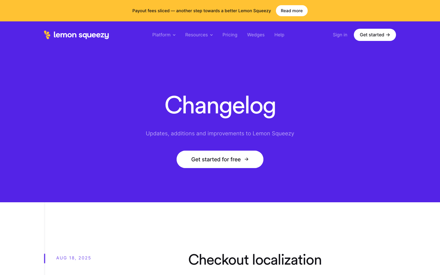 Lemonsqueezy — Changelog - Changelog
