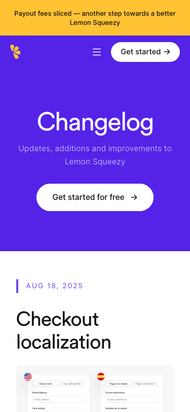 Lemonsqueezy — Changelog - mobile
