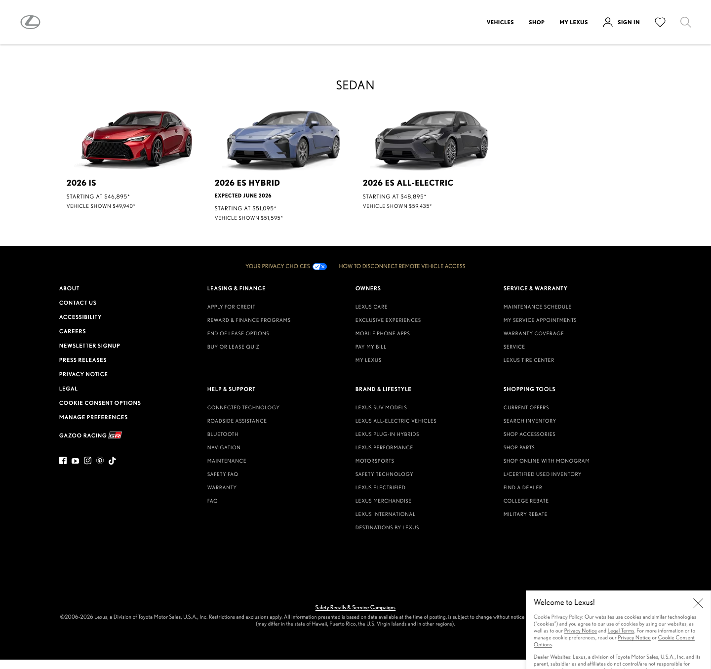 Lexus - full page scroll