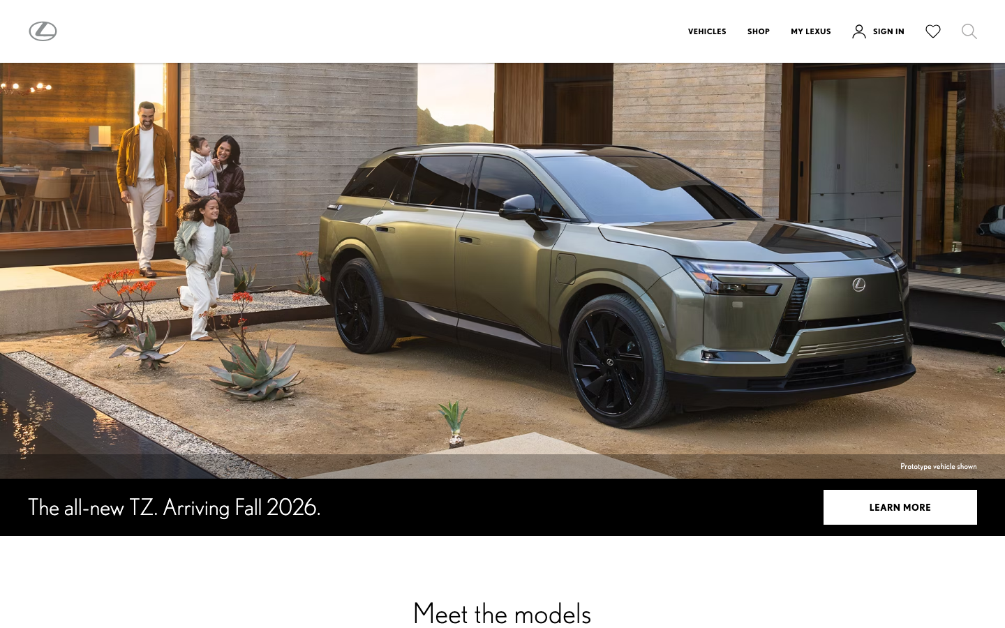 The composition prioritizes a single, expansive image to establish a mood. Clean typography and a restrained color palette contribute to a sense of sophisticated simplicity. The overall feel is one of understated luxury and aspirational living.  ·  luxury suv, automotive photography, modern architecture, family lifestyle, lexus design, minimalist aesthetic, earthy tones, outdoor living