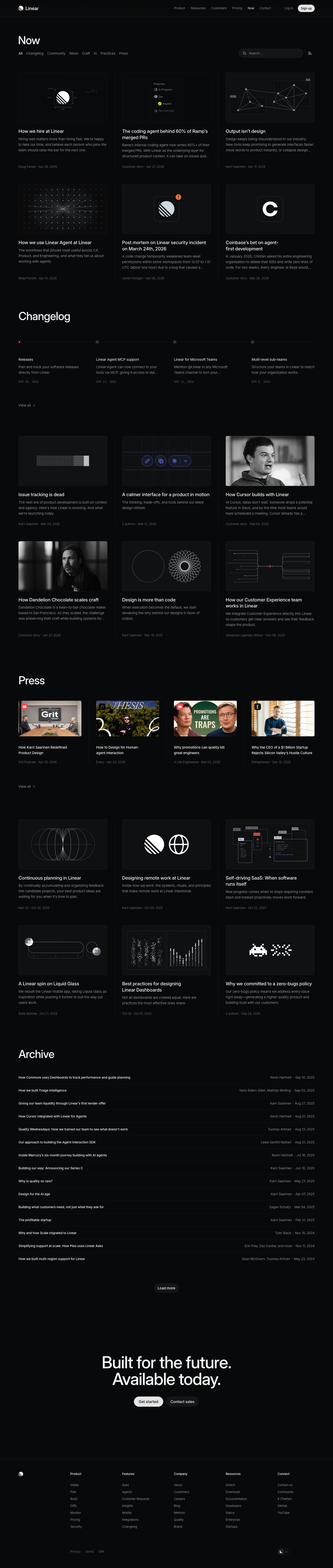 Linear — Blog - full page scroll