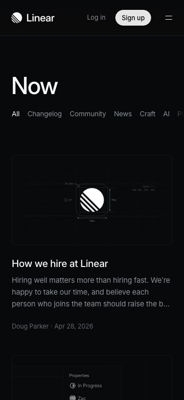 Linear — Blog - mobile