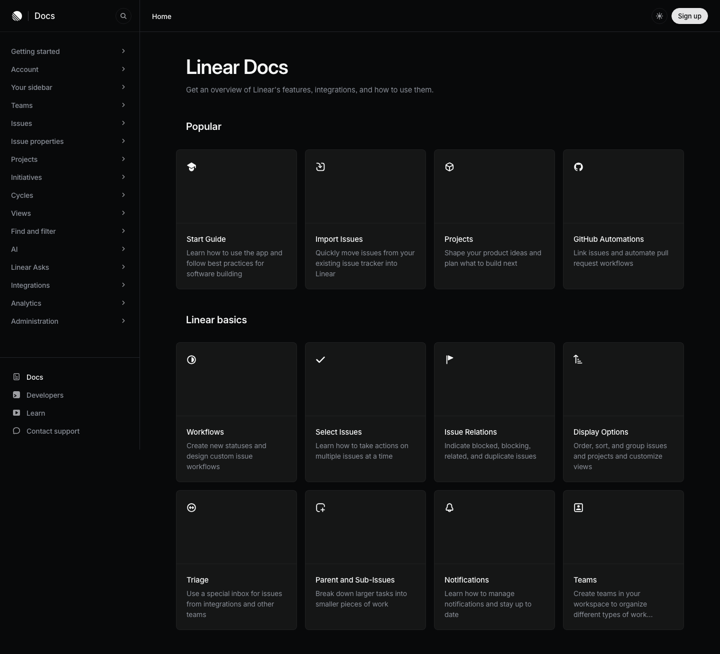 Linear — Docs - full page scroll