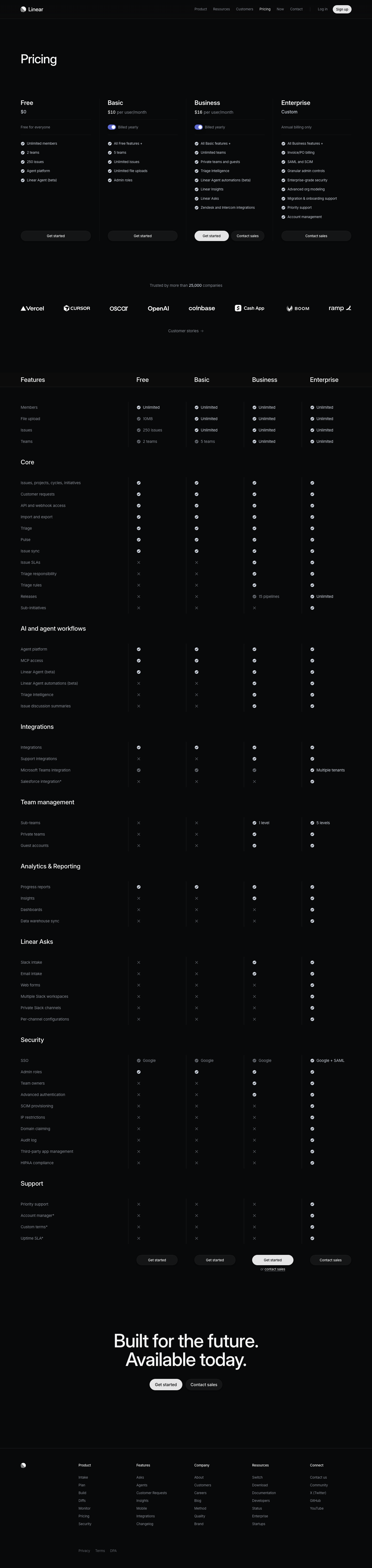 Linear — Pricing - full page scroll