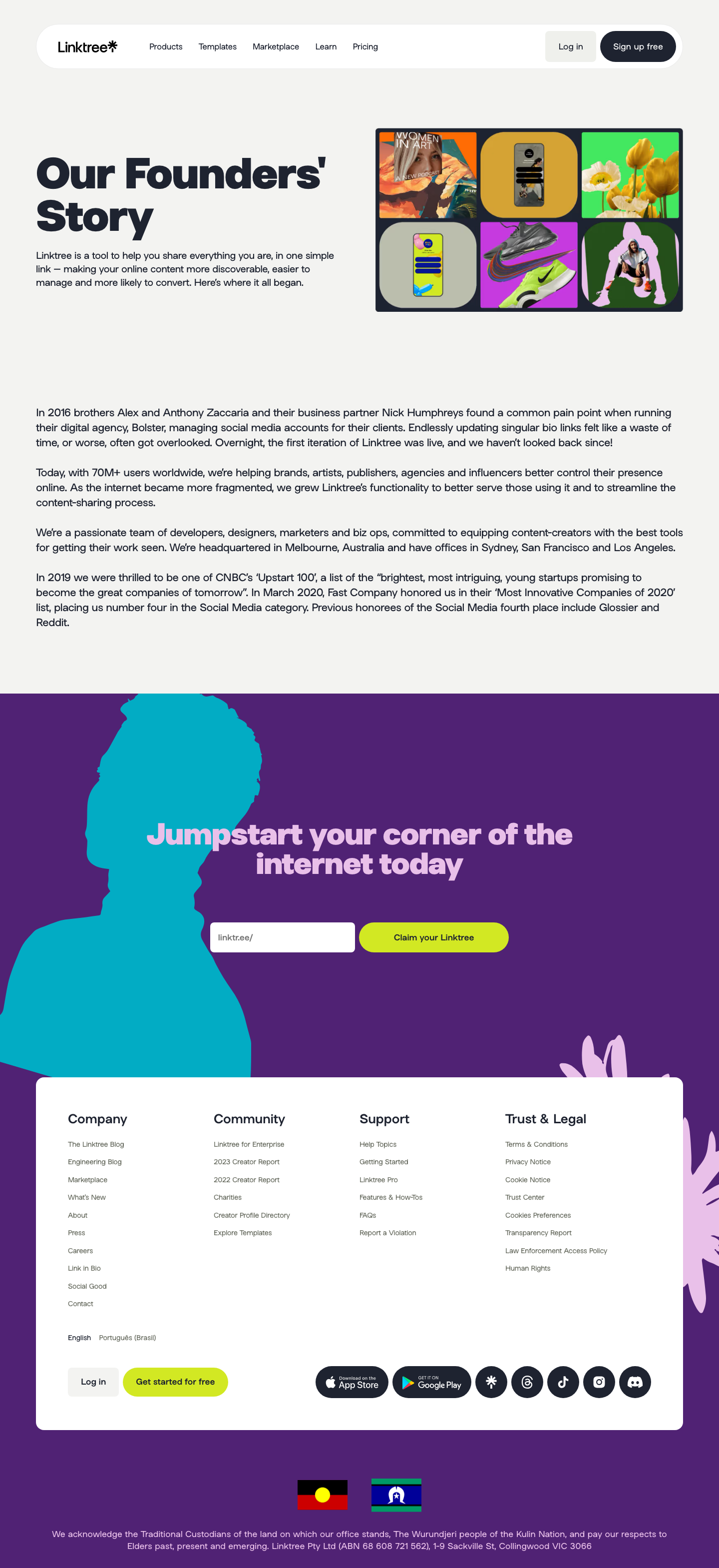 Linktree · About - full page scroll