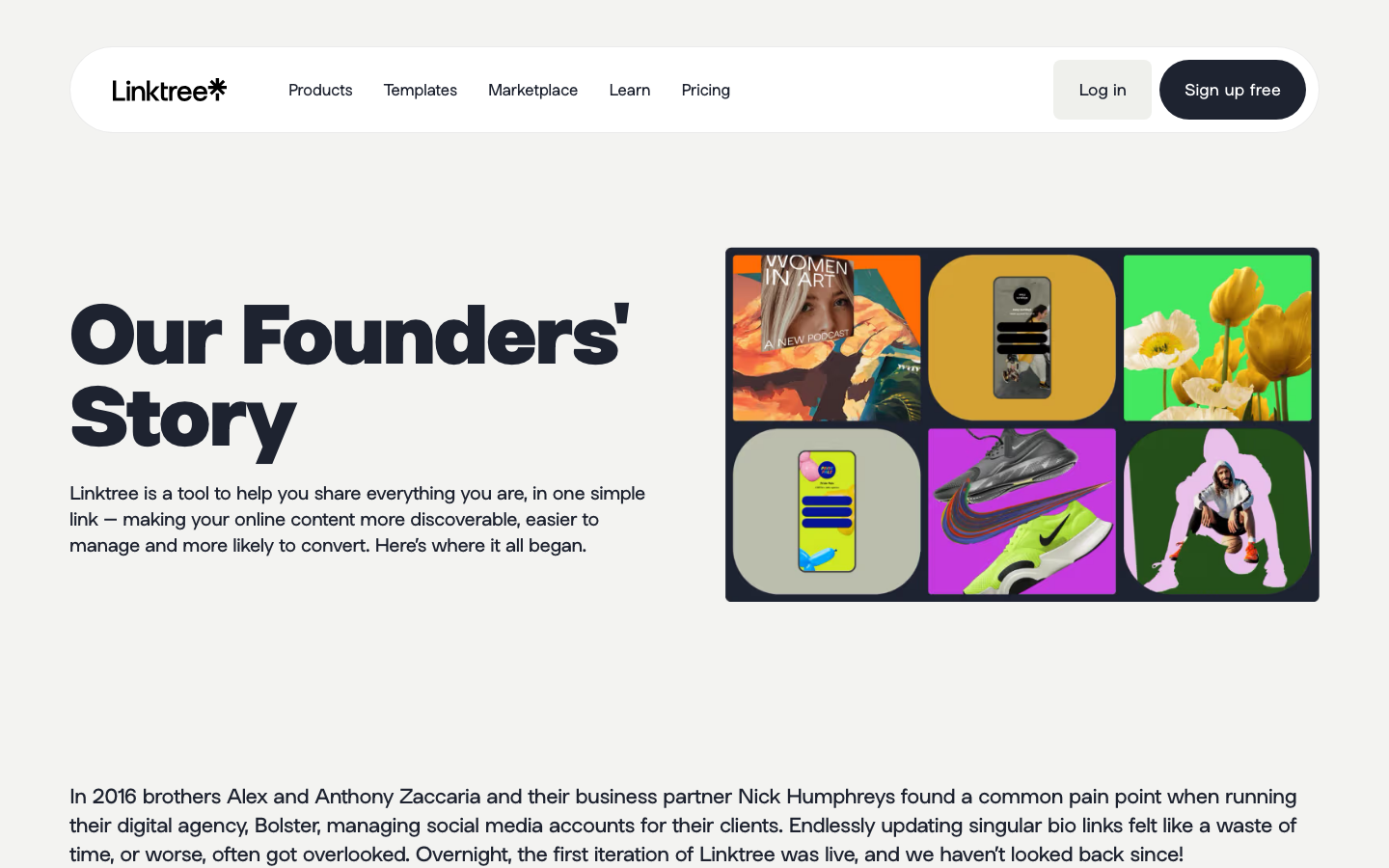 Clean, high-contrast layout featuring heavy sans-serif headings and a balanced mix of white space and vibrant, modular imagery. The typography is bold and authoritative, while the overall composition remains airy and accessible. · creator saas about page, editorial layout, bold typography hero, minimalist corporate story, high contrast white background