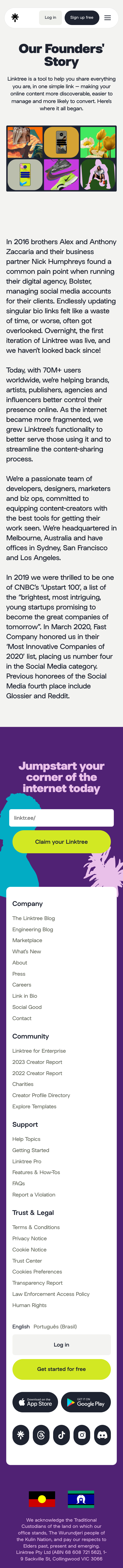 Linktree · About - mobile full page