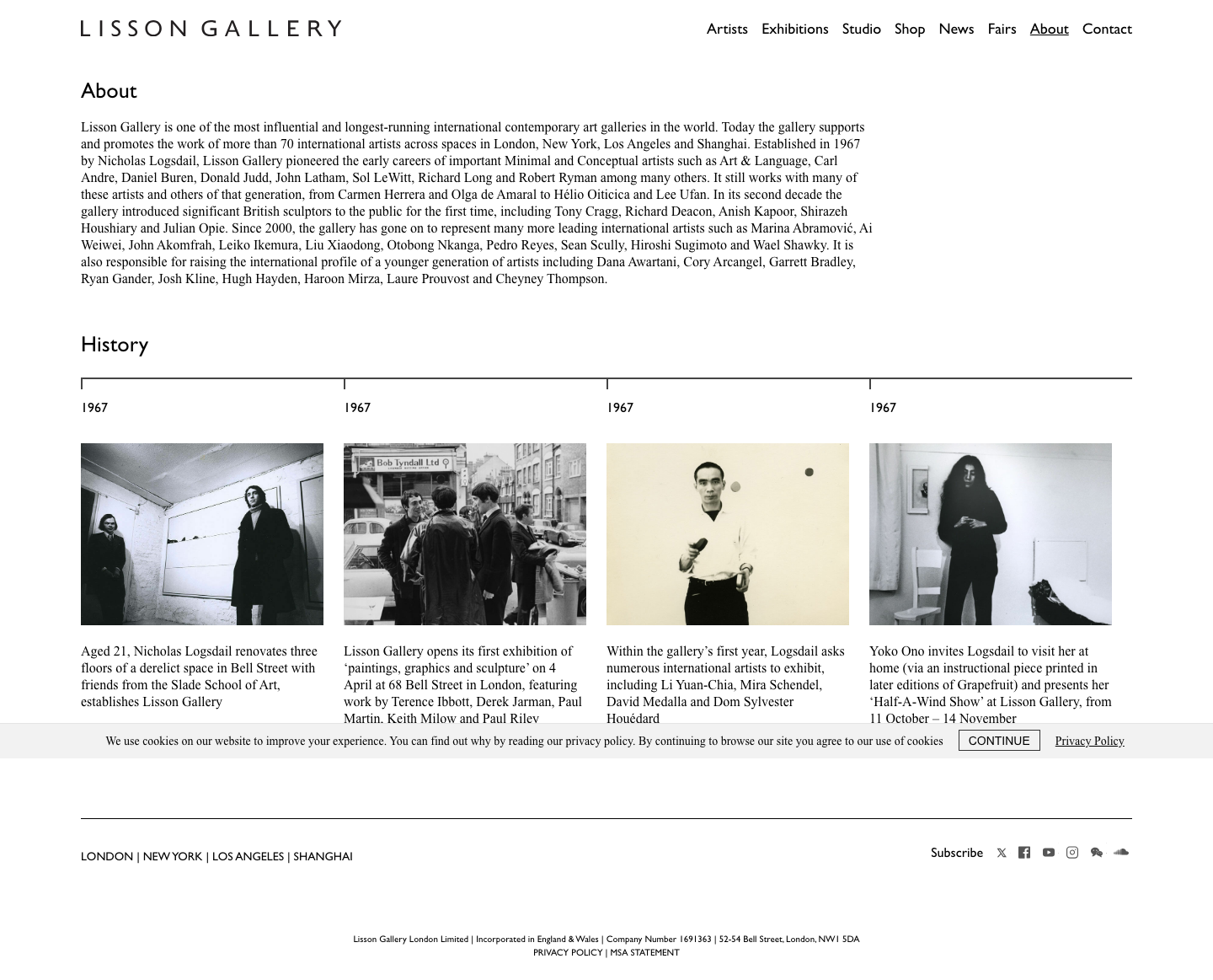 Lissongallery — About - full page scroll