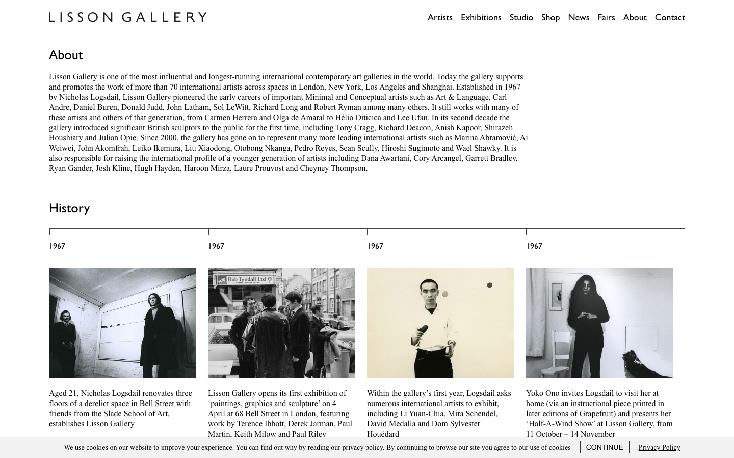 The page presents a single, large image as a full-viewport hero, split by a vertical axis. The left side displays the artwork, while the right is a stark white. The overall feel is clean and focused on the visual. · art gallery, painting display, split screen, minimalist art, white background, artwork presentation, modern gallery, fine art, visual focus, gallery design