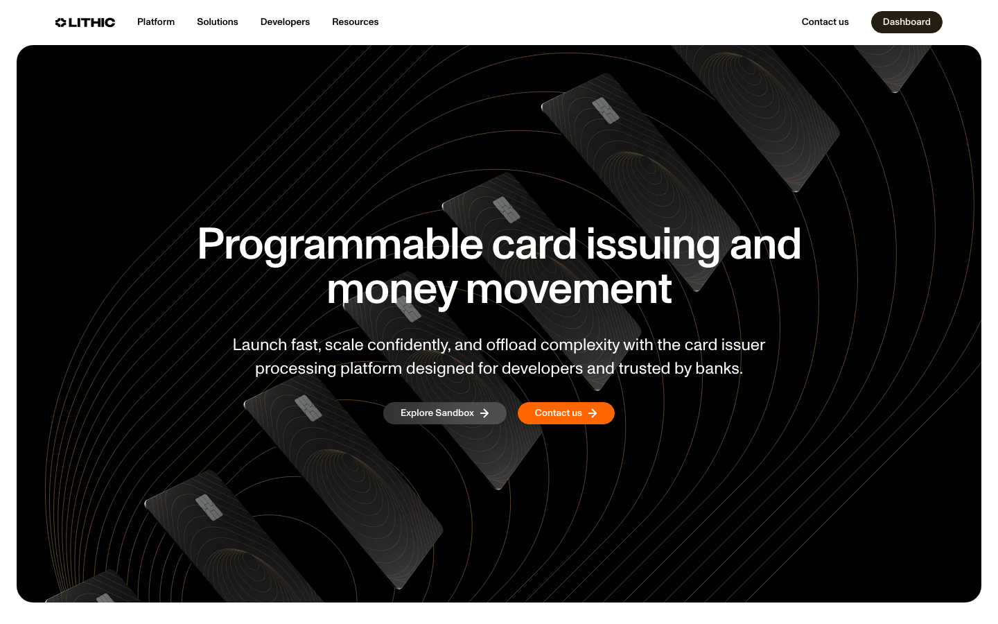 Enterprise issuer processing infrastructure to scale card programs with 99.99% uptime, direct network connections, and comprehensive fraud controls. · minimalism, dark-mode, futurist, fintech, developer-tools, saas, hero-fullbleed, hero-with-cta, logo-cloud