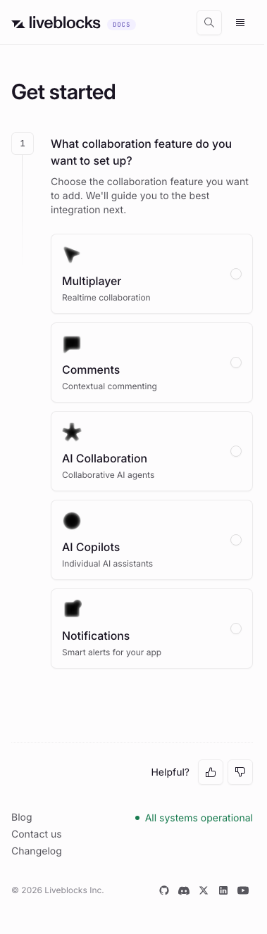 Liveblocks — Docs - mobile full page