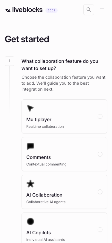 Liveblocks — Docs - mobile