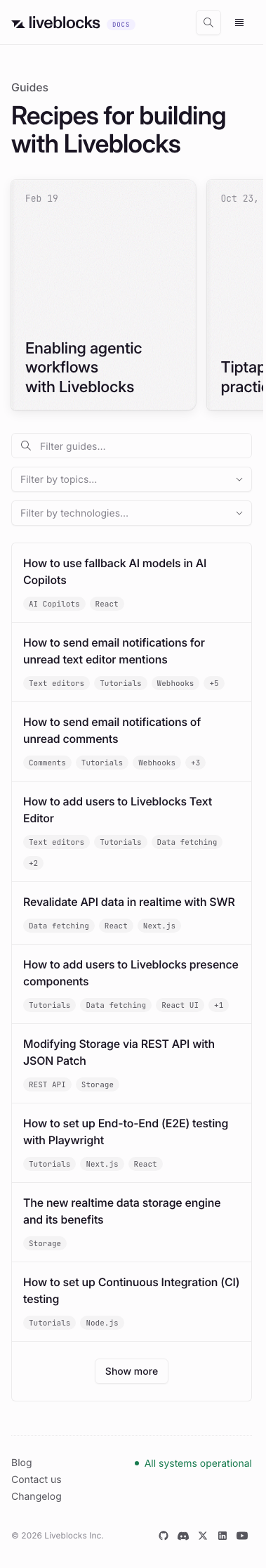 Liveblocks — Docs - mobile full page