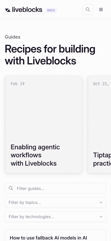 Liveblocks — Docs - mobile