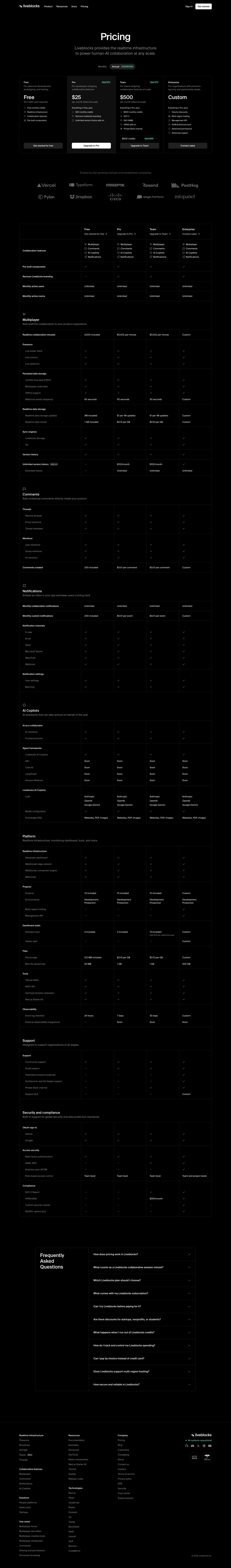 Liveblocks — Pricing - full page scroll