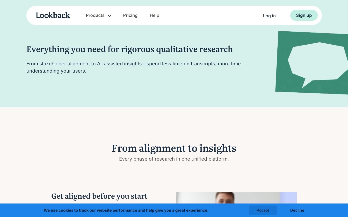 The composition uses a soft, hand-drawn illustration layered over a clean layout. The color palette is muted pastels and earthy tones, creating a sense of approachable expertise. Typography is friendly and legible, prioritizing clarity over starkness. · saas landing page, product demo, remote user testing, design system, user research, insights platform, minimalist design, pastel colors