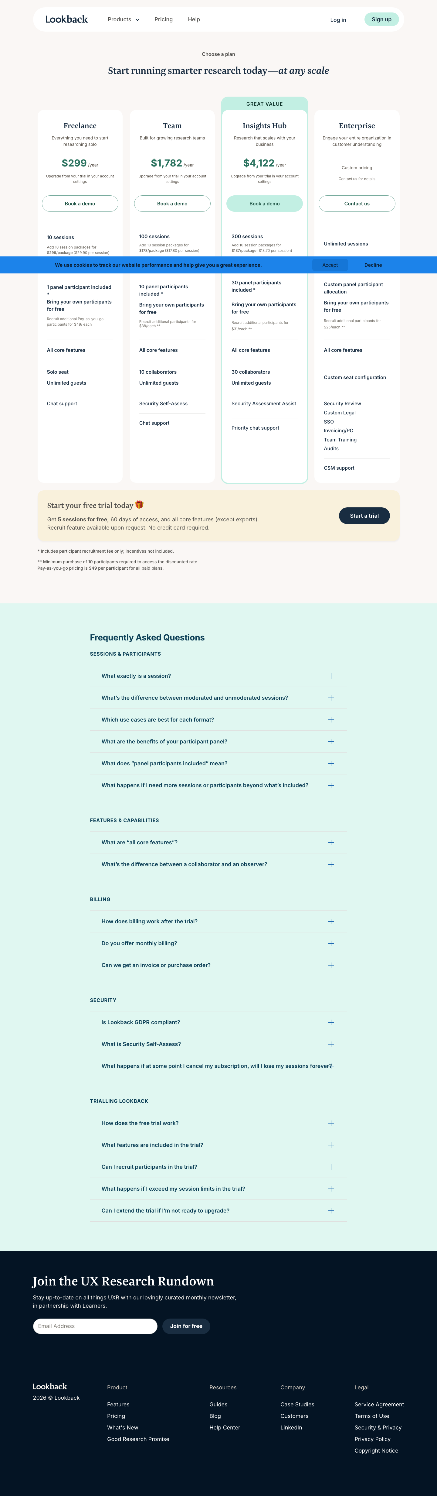 Lookback — Pricing - full page scroll