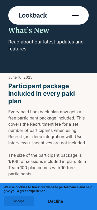 Lookback — Changelog - mobile