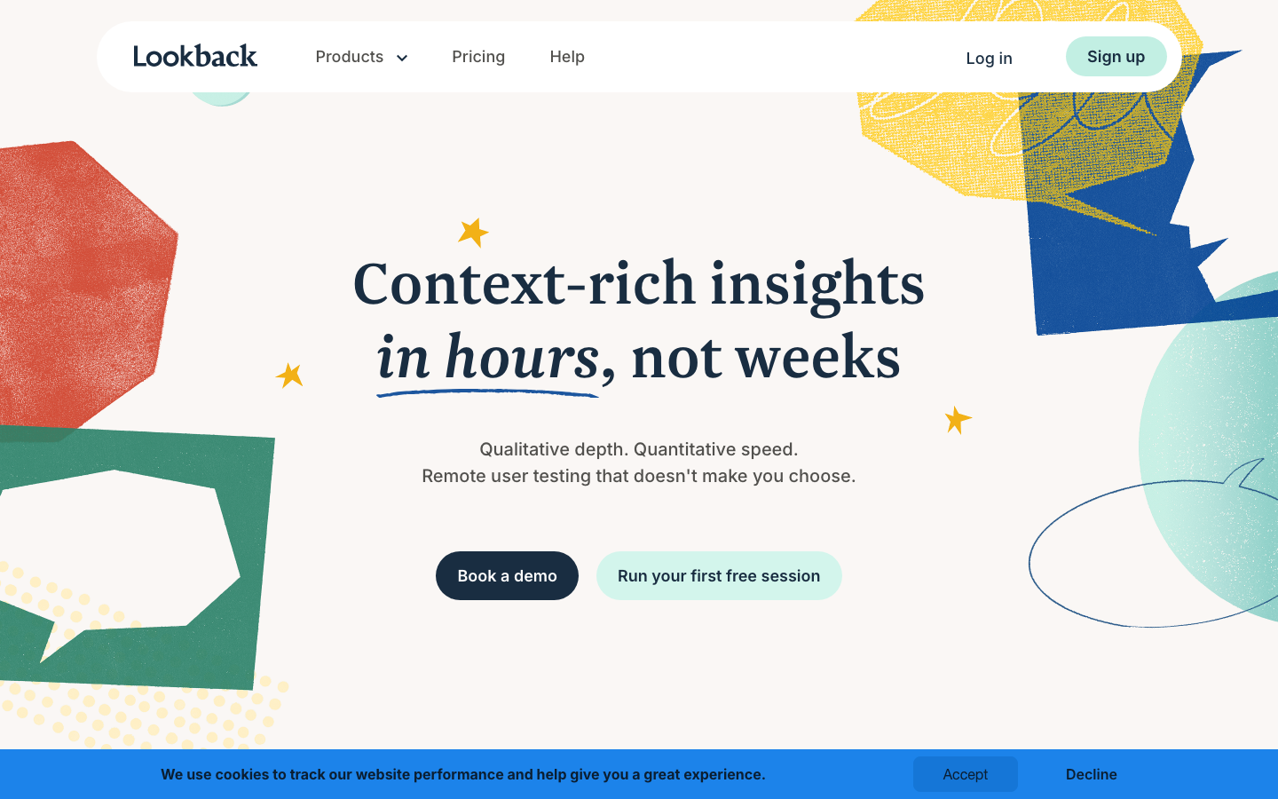 The composition uses a soft, hand-drawn illustration layered over a clean layout. The color palette is muted pastels and earthy tones, creating a sense of approachable expertise. Typography is friendly and legible, prioritizing clarity over starkness. · saas landing page, product demo, remote user testing, design system, user research, insights platform, minimalist design, pastel colors