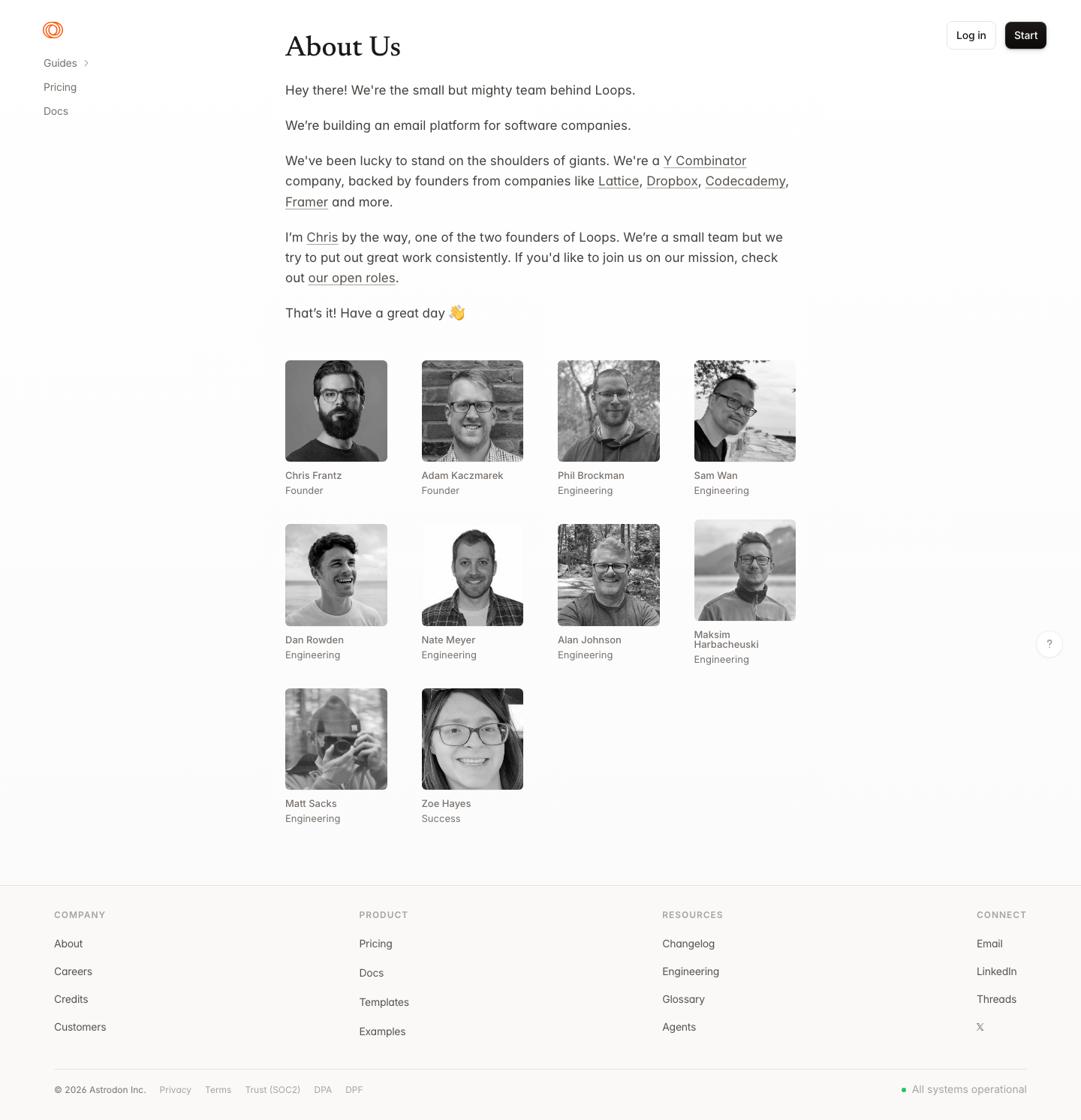 Loops So — About - full page scroll