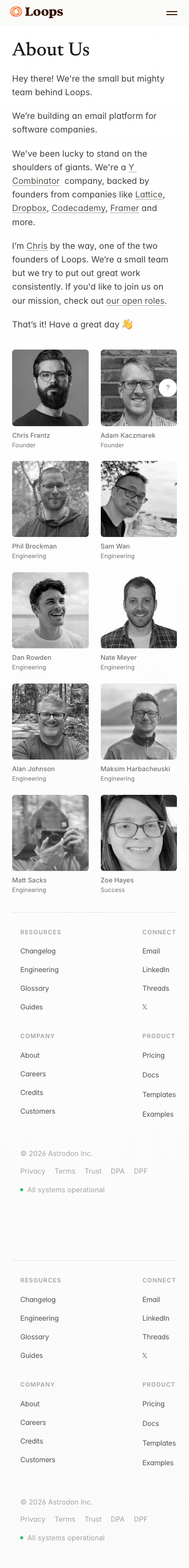 Loops So — About - mobile full page