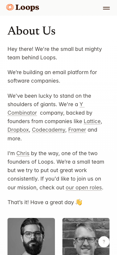 Loops So — About - mobile