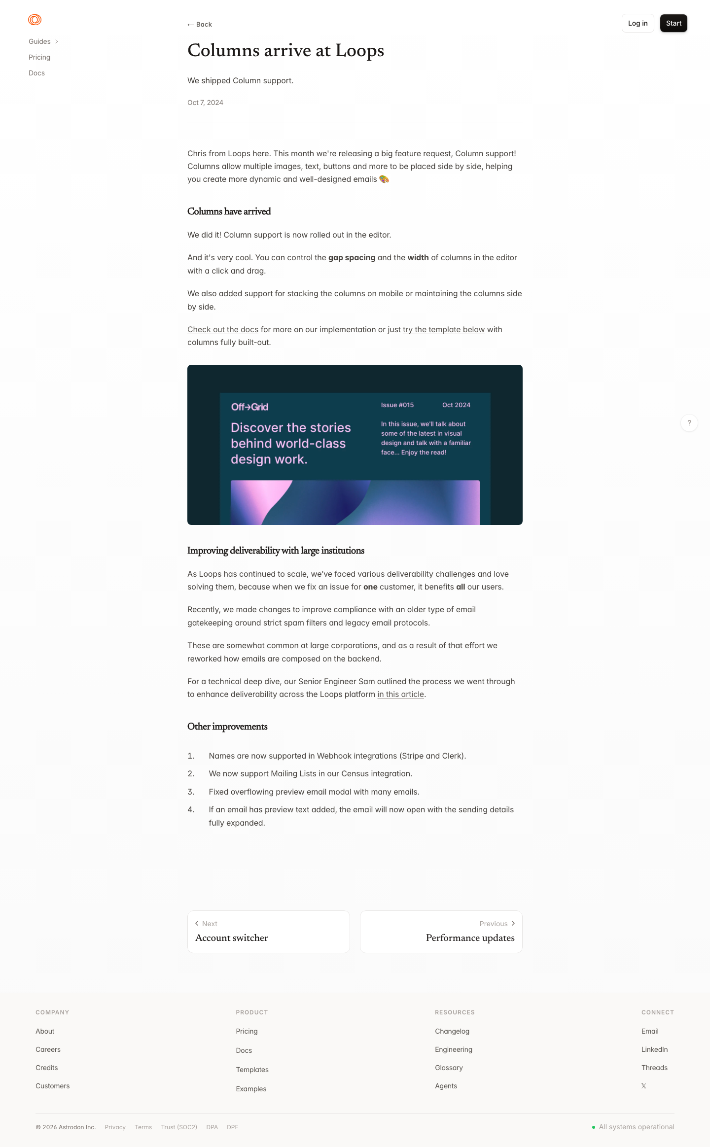 Loops So - full page scroll