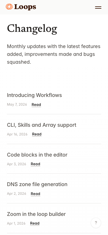 Loops So — Changelog - mobile