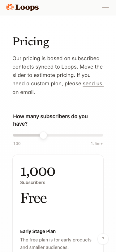 Loops So — Pricing - mobile