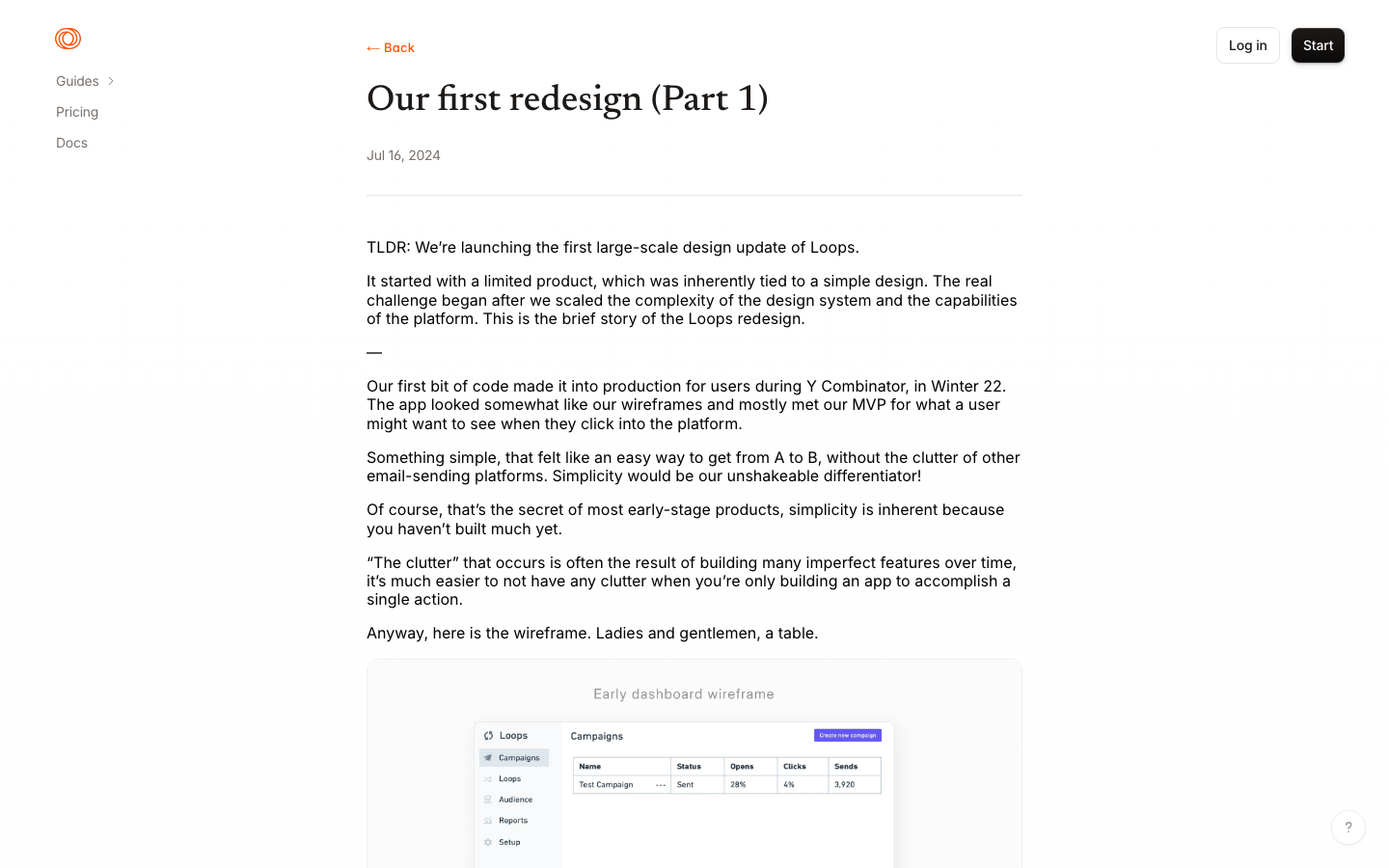 The page uses a clean, spacious layout with ample whitespace and a restrained color palette. Typography is straightforward and legible, prioritizing clarity over ornamentation. The overall mood is professional and efficient. · saas landing page, email marketing platform, minimalist design, technical website, dark theme, developer tools, clean layout, one platform email, loops so, agency website
