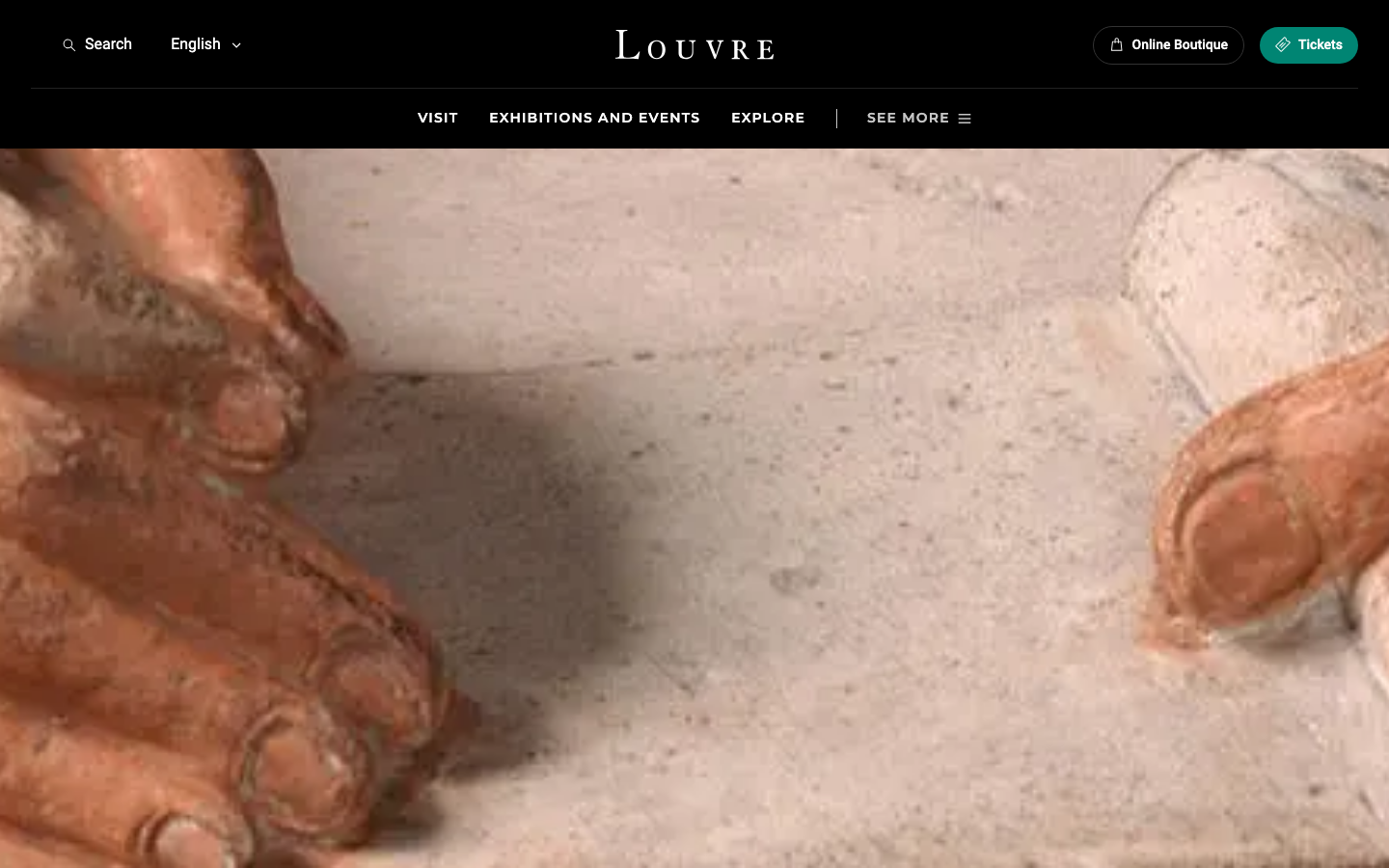 The page uses a full-bleed image to establish a sense of grandeur and history. Clean typography and ample white space create a refined, uncluttered feel, prioritizing the visual experience of the architecture itself. · museum website, art institution, cultural heritage, historical architecture, minimalist design, editorial website, france tourism, louvre visit, art gallery, cultural site