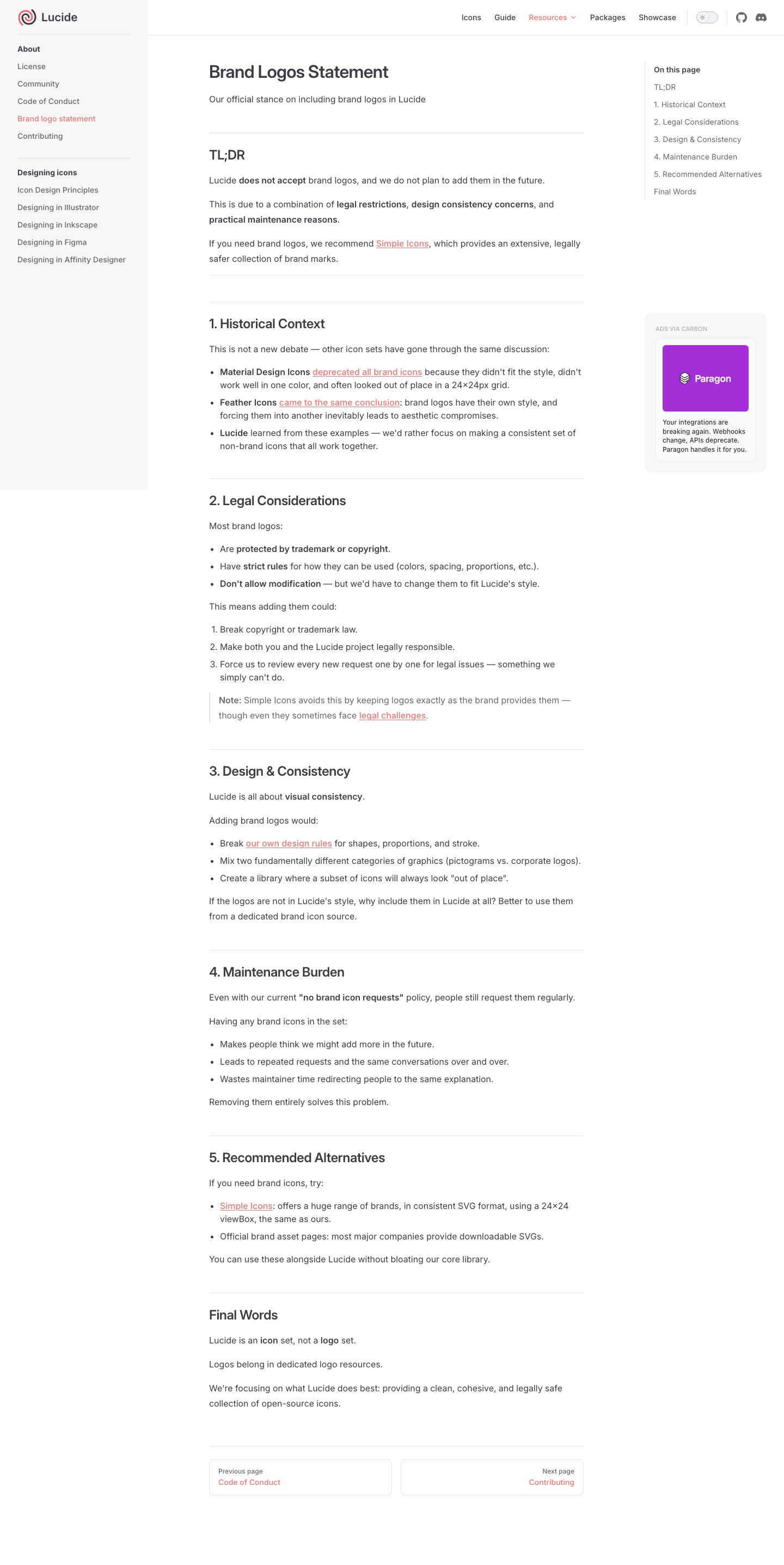 Lucide - full page scroll