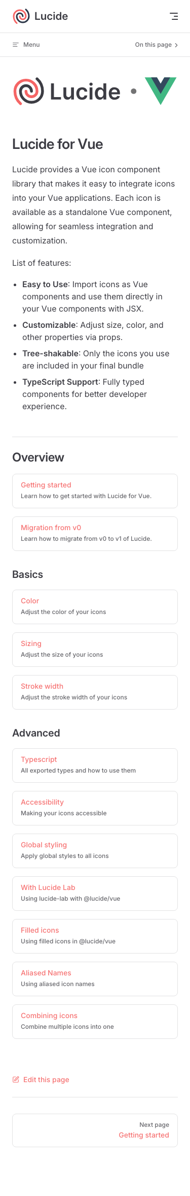 Lucide — Docs - mobile full page