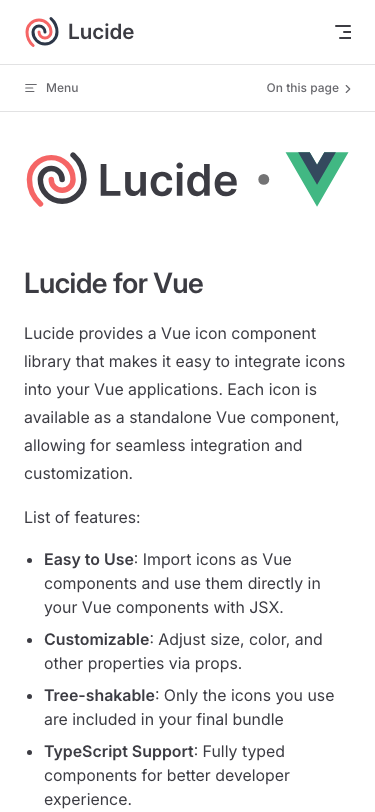 Lucide — Docs - mobile