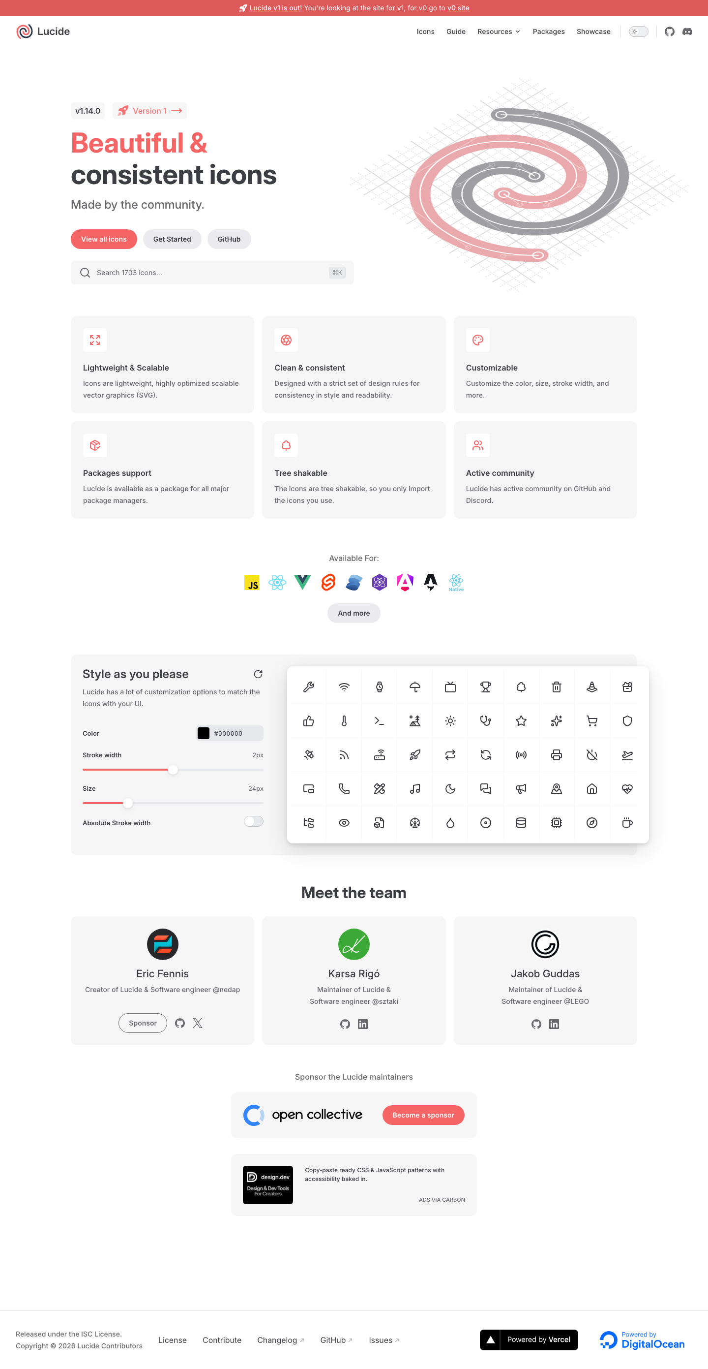 Lucide - full page scroll