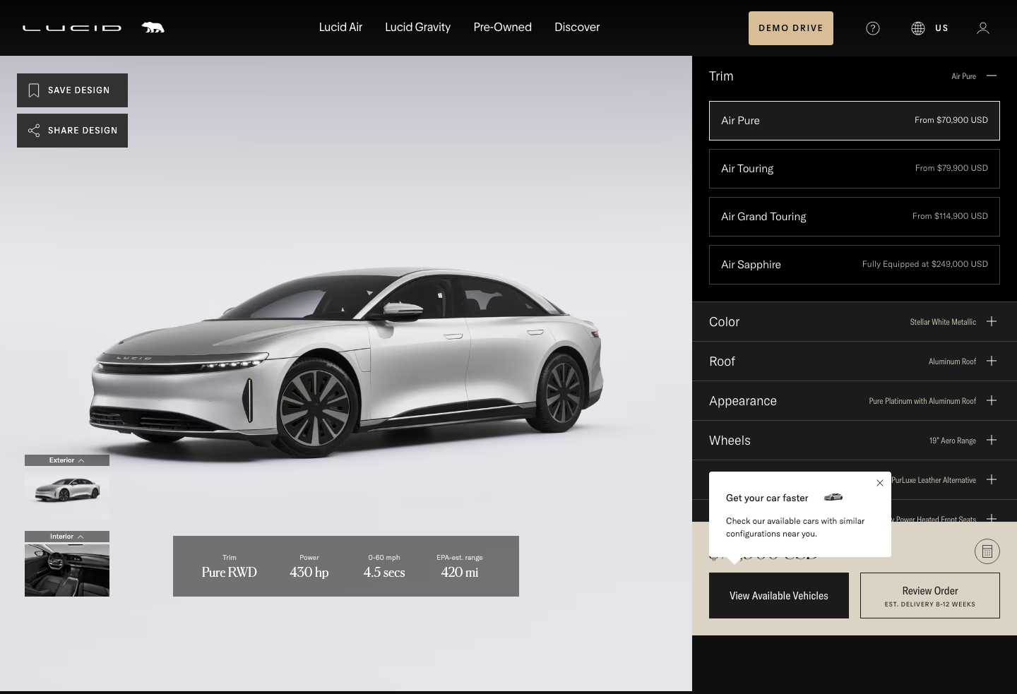 Lucidmotors - full page scroll