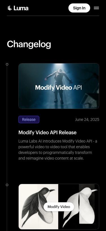 Lumalabs — Changelog - mobile