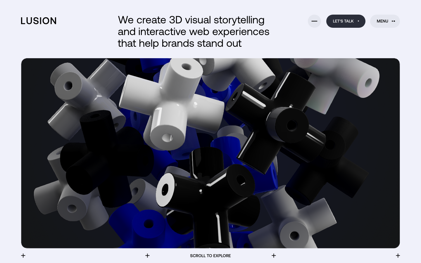A stark, dark background showcases a cluster of abstract, geometric shapes in varying shades of blue, white, and black. The composition feels deliberately arranged, emphasizing form and negative space. · abstract shapes, geometric design, dark background, minimalist art, tech aesthetic, modern design, 3d render