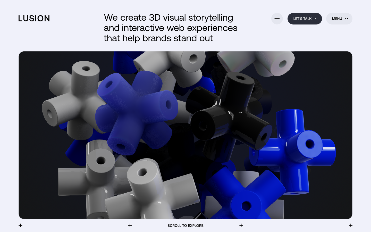 A stark, dark background showcases a cluster of abstract, geometric shapes in varying shades of blue, white, and black. The composition feels deliberately arranged, emphasizing form and negative space. · abstract shapes, geometric design, dark background, minimalist art, tech aesthetic, modern design, 3d render