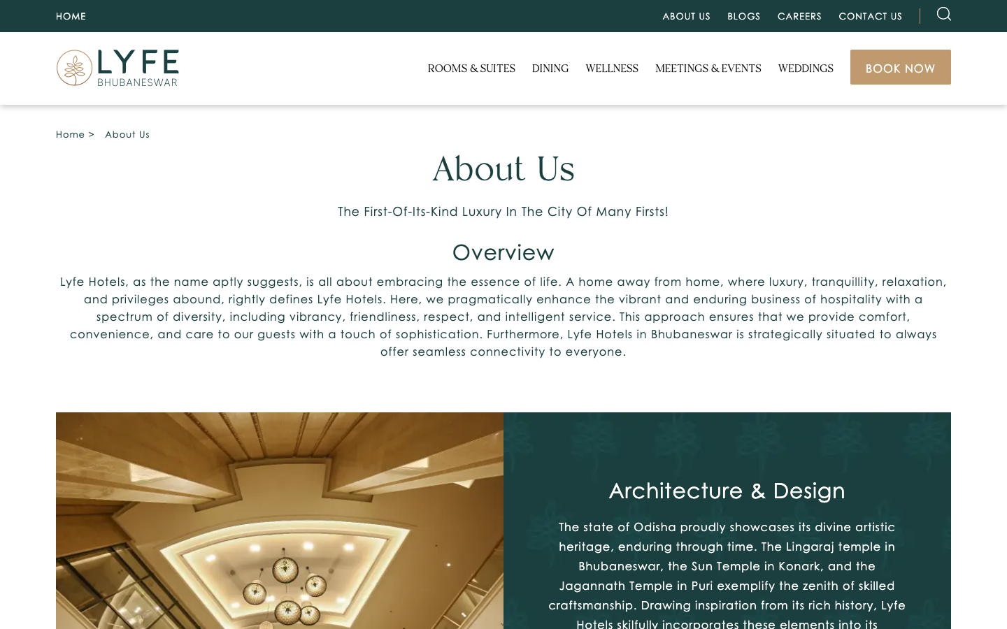 The hero image dominates the top half, showcasing a luxurious outdoor setting. Below, a clear booking form is presented against a dark background, creating a sense of refined simplicity. The overall feel is sophisticated and inviting. · hotel booking, luxury travel, hotel website, indian hotel, urban retreat, nightscape, hotel design