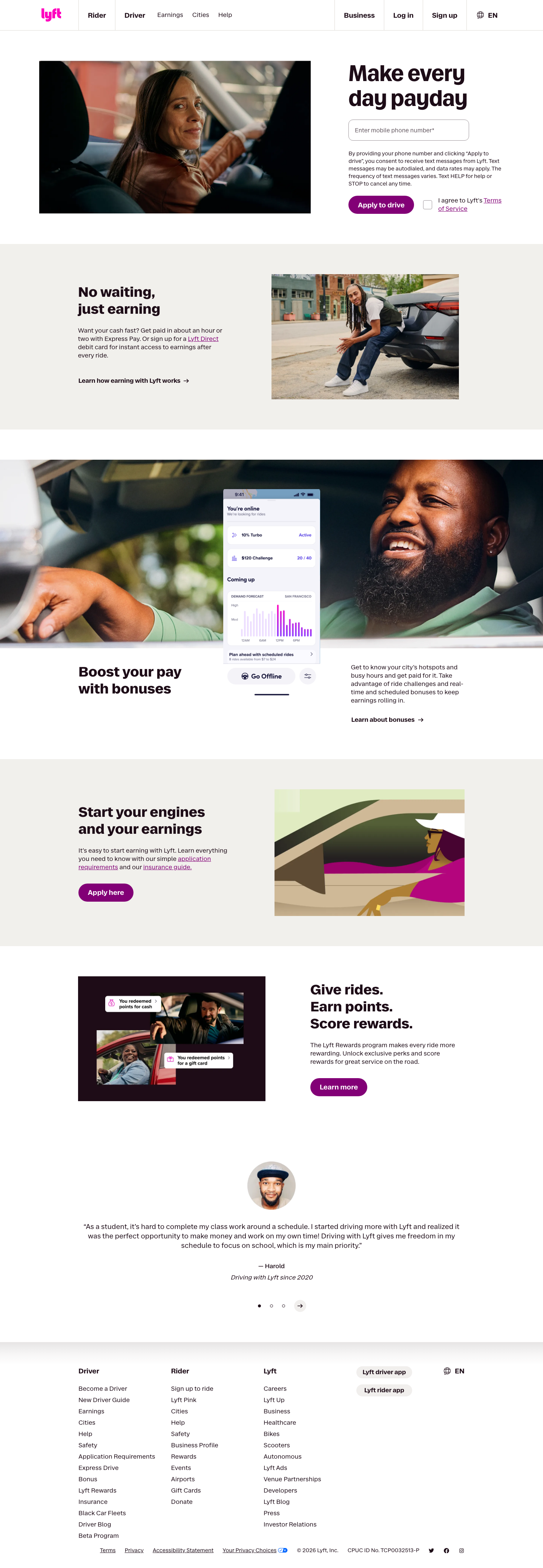 Lyft - full page scroll