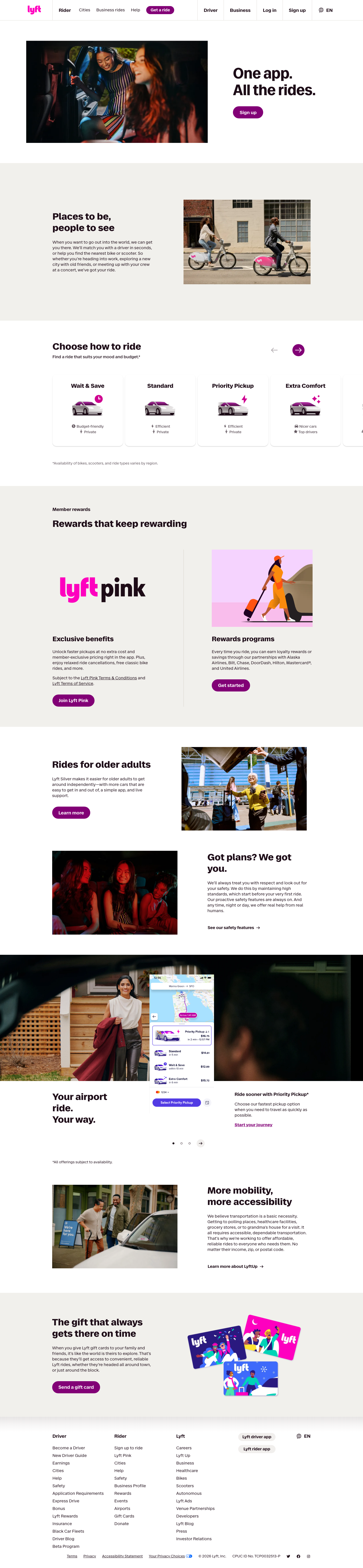 Lyft - full page scroll