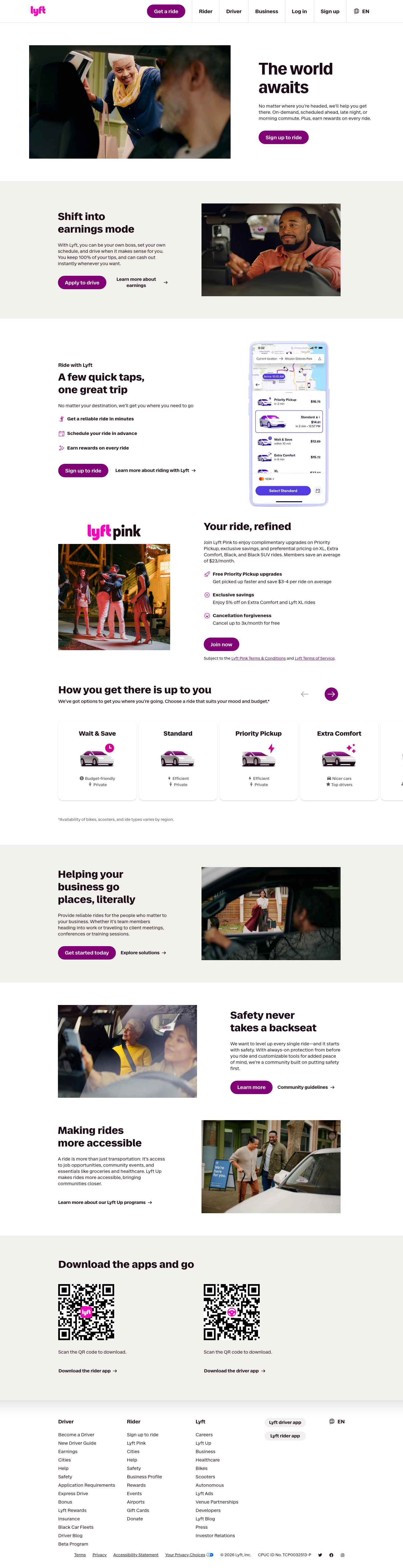 Lyft - full page scroll