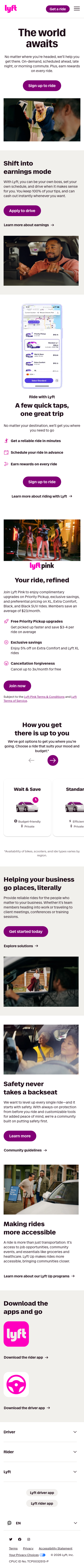 Lyft - mobile full page