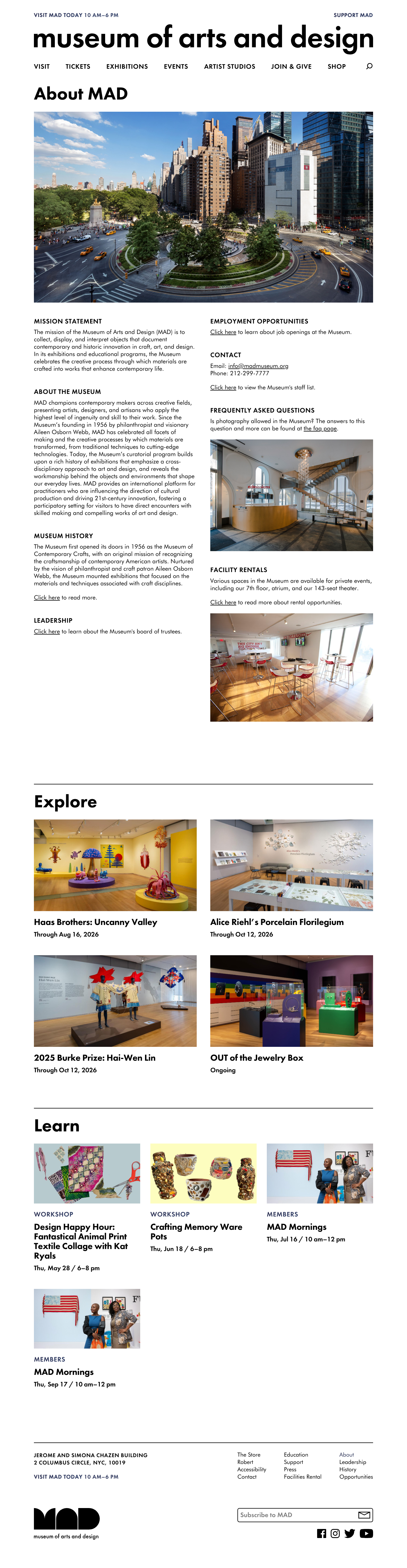 Madmuseum — About - full page scroll