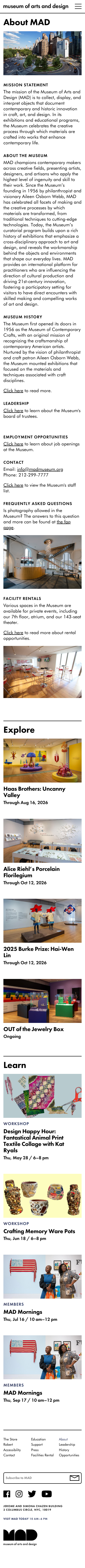 Madmuseum — About - mobile full page