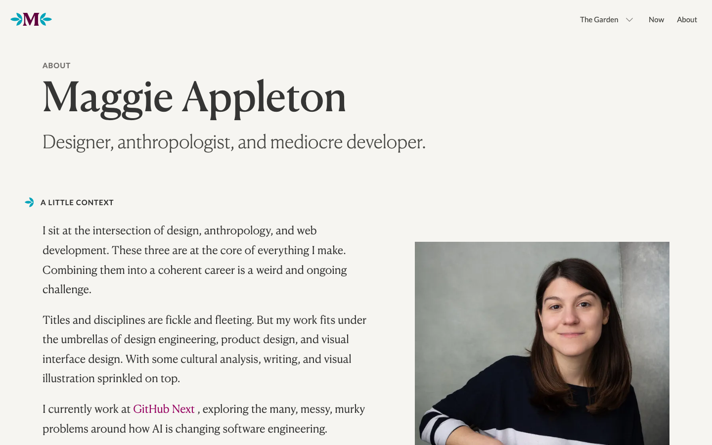 The page prioritizes typographic hierarchy and ample white space. The muted color palette and clean layout create a sense of thoughtful curation, emphasizing the written word as the primary form of communication. · designer portfolio, visual essays, typography website, minimalist portfolio, editorial design, creative website, personal website, lettering portfolio, design journal