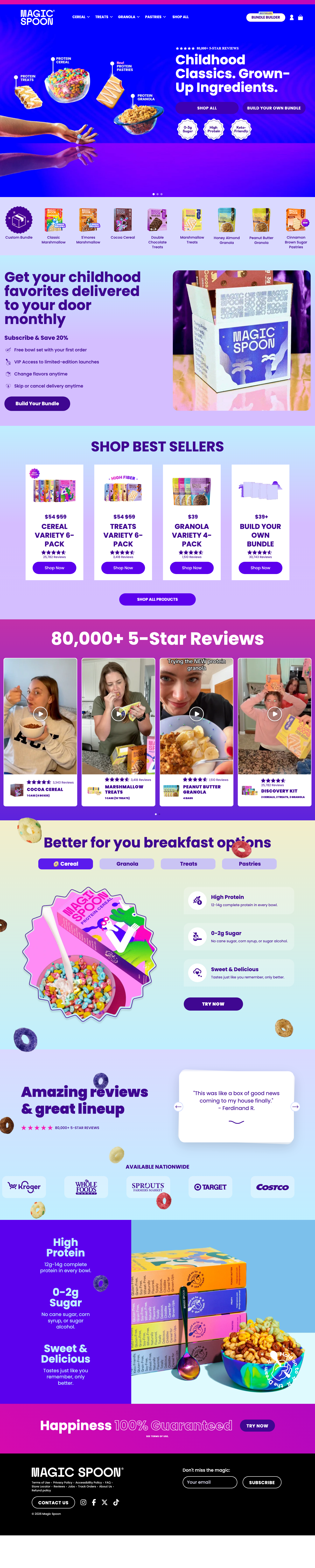 High Protein, Keto-Friendly, 0g Sugar Cereal | Magic Spoon Cereal - full page scroll