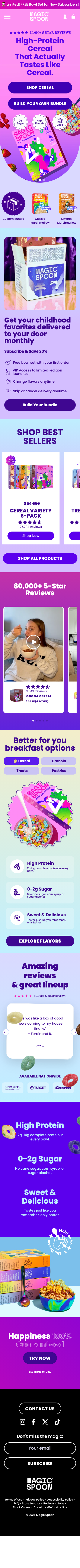 High Protein, Keto-Friendly, 0g Sugar Cereal | Magic Spoon Cereal - mobile full page