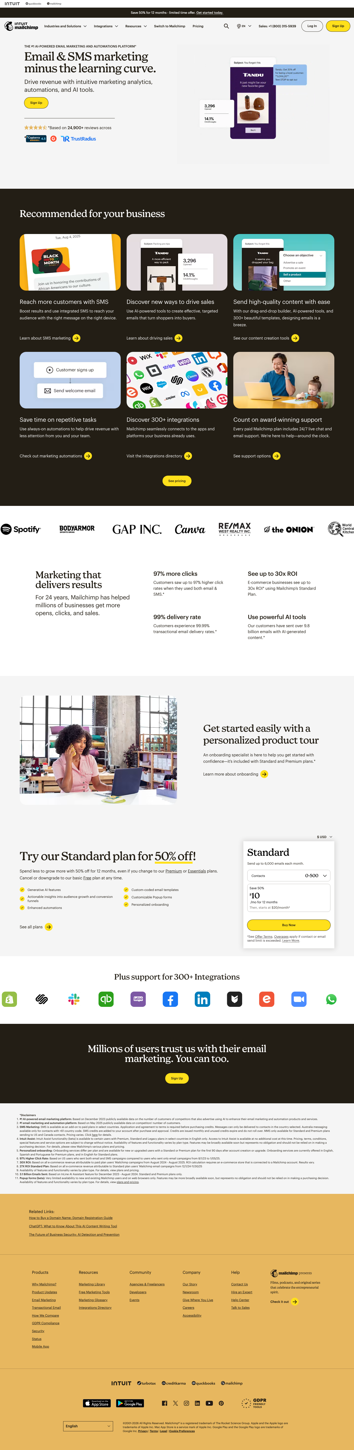 Email & SMS Marketing Platform | Mailchimp - full page scroll